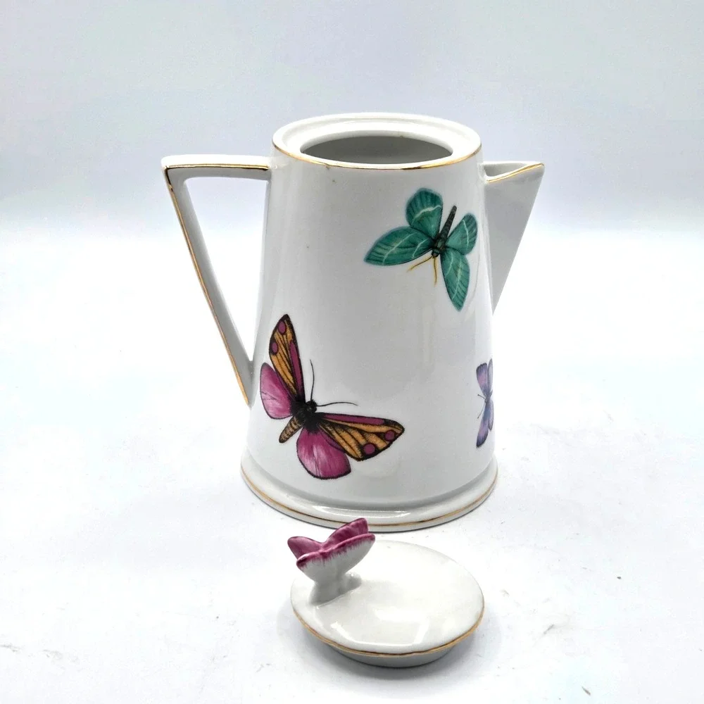 Graces Teaware The‎ Fancy Butterfly Pattern Teapot with Lid RETIRED